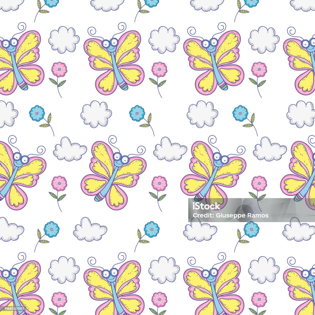 Butterfly Design Flying Beautiful Butterflies Flying Pattern Stock Illustration - Download ...