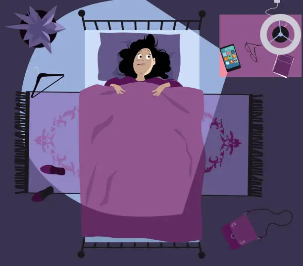 Vector illustration of Gadgets affect sleep
