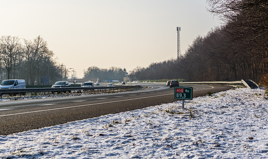 The A58 highway during winter season, Roosendaal, The netherlands, 23 january, 2019