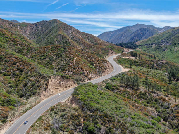 istock Asphalt road bends through Angeles National forests mountain 1168264016