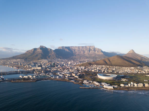 aerial view over cape town, south africa - port alfred imagens e fotografias de stock