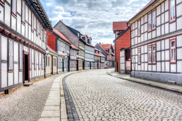 Architecture of Wernigerode old town with half-timbered houses, Germany