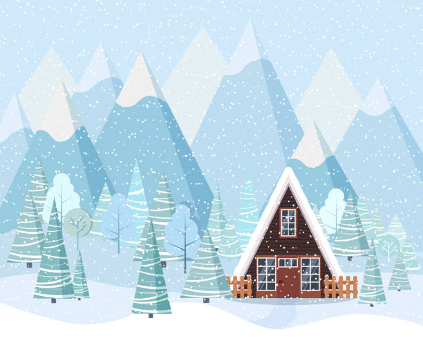 istock Beautiful Christmas winter landscape background in flat style. 1168273242