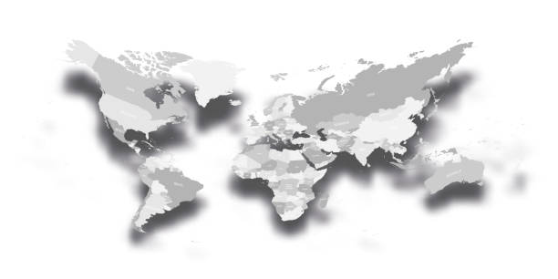 istock Modern political map of World. Distorted design with bent corners and dropped shadow. 3D effect vector illustration 1168273854