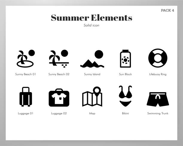 ilustrações, clipart, desenhos animados e ícones de elementos do feriado de verão bloco contínuo - swimming shorts shorts swimming trunks clothing