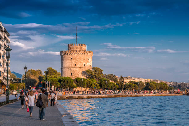 The White Tower of Thessaloniki, Greece stock photo