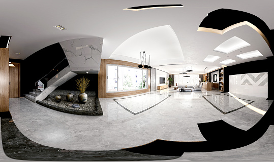 3d render 360 degrees office interior