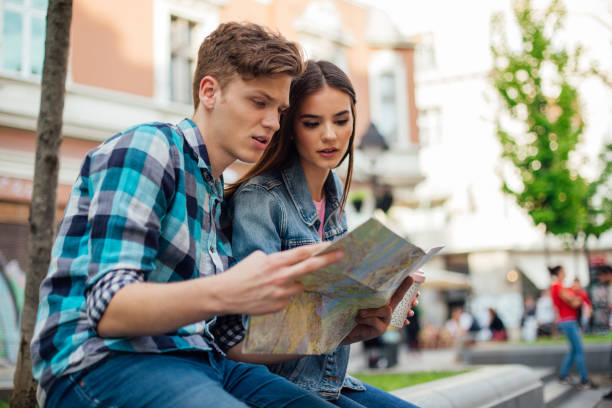 istock Young heterosexual couple planning their sightseeing 1168278068