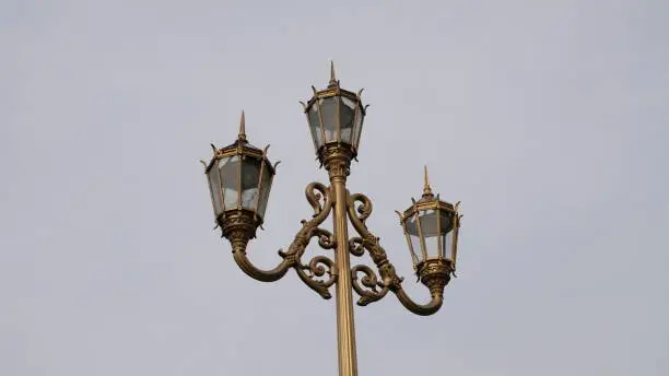 Recoleta neighbourhood, Buenos Aires, Argentina. Beautiful lamp in Alvear Square, at the city downtown.