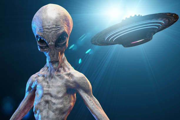 gray alien. 3d render gray alien. 3d render alien grey stock pictures, royalty-free photos & images