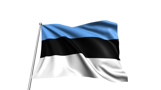 istock flag of Estonia with fabric structure in the wind 1168281506