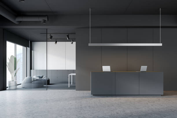 istock White and gray office reception and waiting area 1168281637