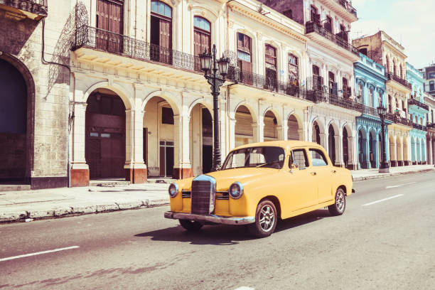istock Yellow Old Car On Streets In Havana 1168282677
