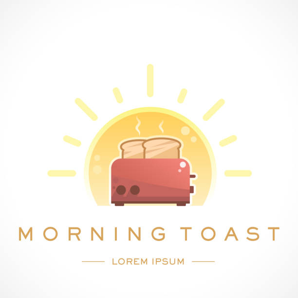 ilustrações de stock, clip art, desenhos animados e ícones de morning toast design logo template and text - toaster