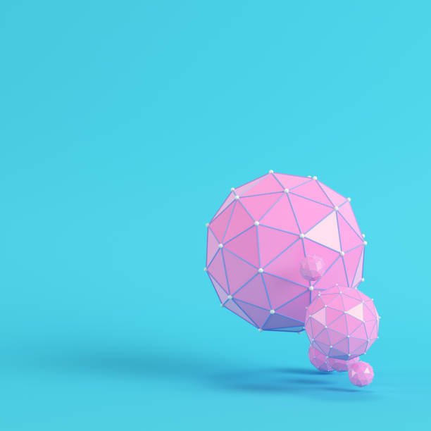 istock Pink low poly abstract spheres on bright blue background in pastel colors 1168286469