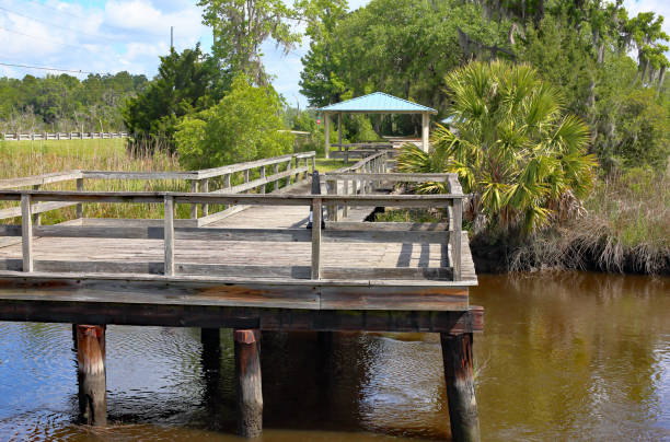istock A fishing pier along a creek 1168287469