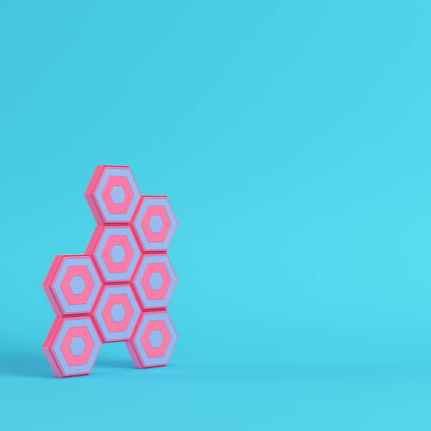 istock Abstract hexagons with paddles on bright blue background in pastel colors 1168288651