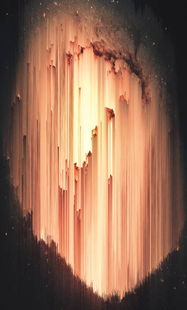 istock Surreal Fiery Background. Artistic Poster. Pixel Sorting Technique 1168289016
