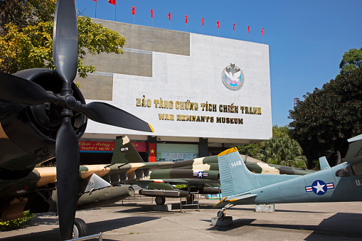 Caceres, Spain - May 27th, 2021: North American Aviation T-6 Texan. Spanish military aviation exhibition. Caceres main square, Spain