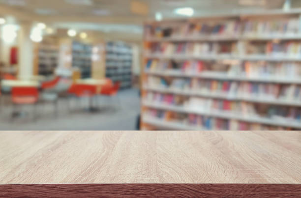 istock education and learning concept of empty wooden table in library. for product display, presentation and back drop 1168296802