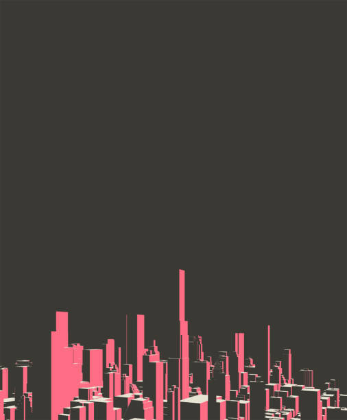 abstrakte farbe stadt gebäude landschaft muster hintergrund - pink buildings stock-grafiken, -clipart, -cartoons und -symbole