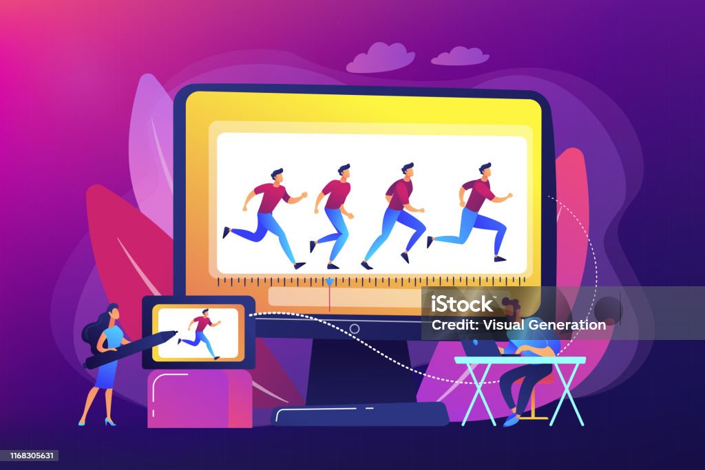 Computing Animation Scene Computer Animation Concept Vector Illustration Stock Illustration ...