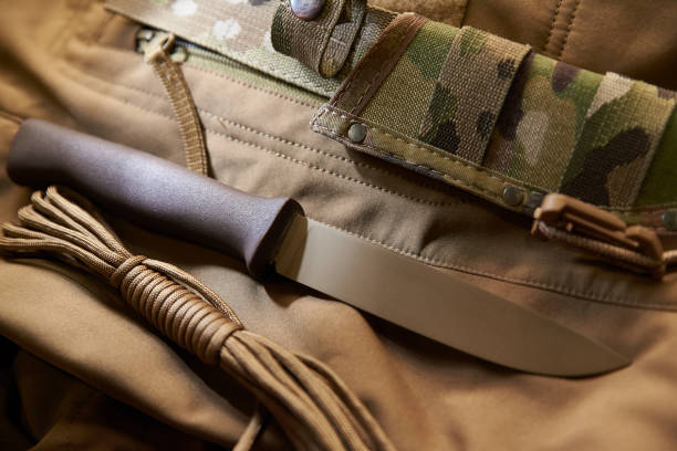 istock army set - military knife, scabbard, carbine (clasp), rope 1168305744