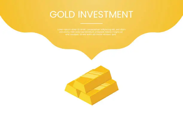 Vector illustration of gold investment finance concept theme for template banner or landing homepage infographics - vector