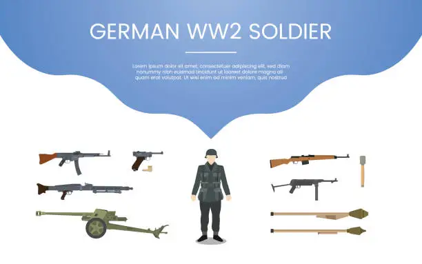 Vector illustration of german ww2 soldier army concept theme for template banner or landing infographics - vector