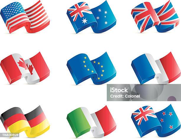 Großer 3dflaggenicons Stock Vektor Art und mehr Bilder von Australien - Australien, Kanada, Neuseeland