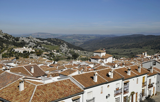 Rooftops in Grazalema:village in the province of Cadiz,Andalusia,Spain.One of the pueblos blancos.