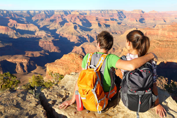 istock Hiking hikers in Grand Canyon enjoying view 1168316027