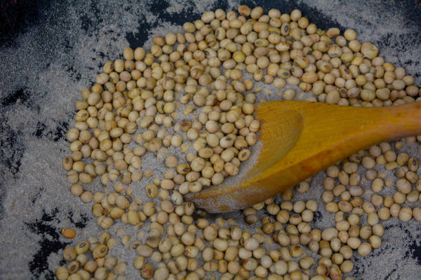 istock Roasted soybeans, Fried salt soy beans, snack food. 1168317899