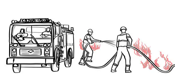 Vector illustration of Fighting Forest Fires