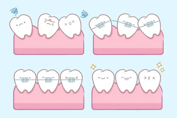 Vector illustration of cartoon tooth with dental care