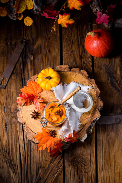 istock an autumnal rustic Canned Pumpkin, 1168321363