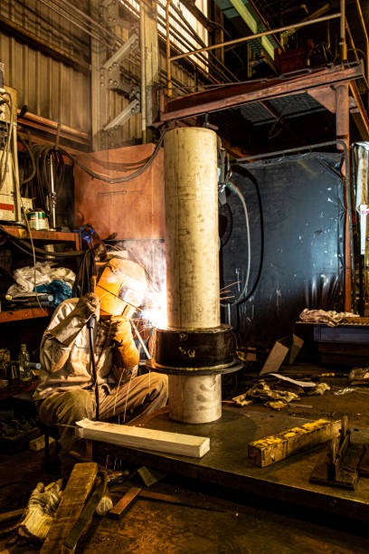 istock Japanese man working at the iron factory. 1168325067