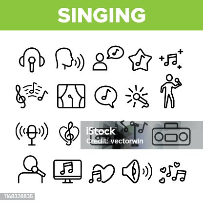 istock Collection Different Singing Icons Set Vector 1168328835