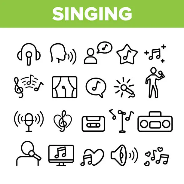 Vector illustration of Collection Different Singing Icons Set Vector