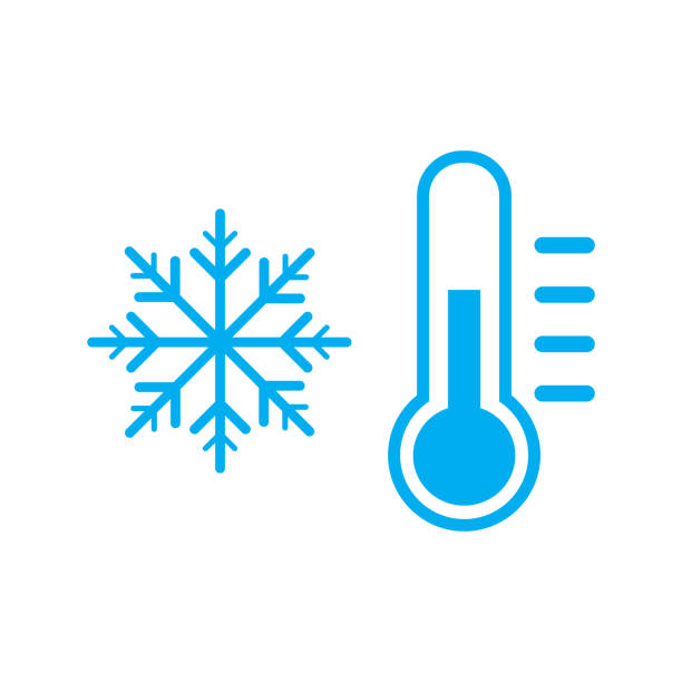 kalttemperaturzeichen-symbolvektor - kälte stock-grafiken, -clipart, -cartoons und -symbole