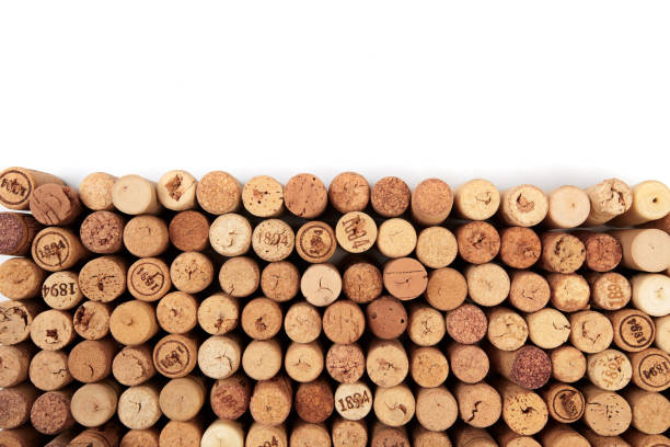 istock Butt ends of wine corks with white space for your own text 1168334909