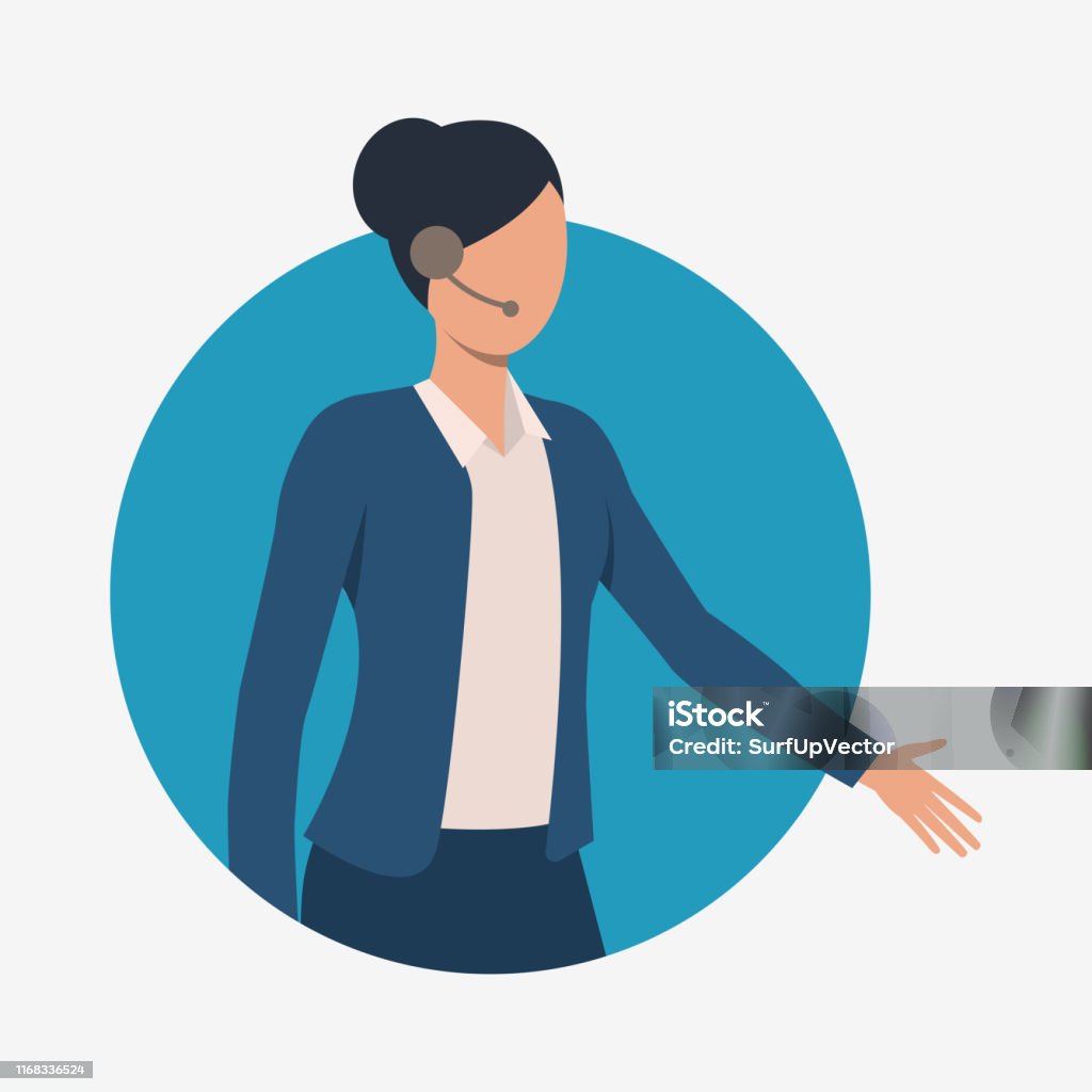Operator Explaining Hotline Operator Explaining And Gesticulating Stock Illustration ...