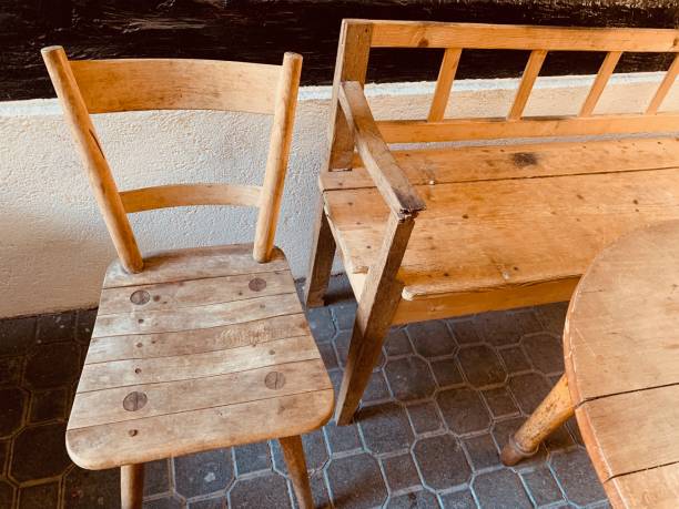 istock Vintage chair, bench and table 1168337291