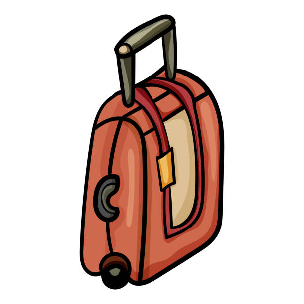 ilustraciones, imágenes clip art, dibujos animados e iconos de stock de doodle suitcase para viajar por todo el mundo. ilustración vectorial. composición cuadrada. diseño vectorial - luggage tag label travel name tag