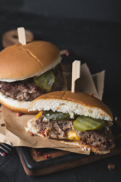 istock Burger stuffed with cheddar cheese. Juicy Lucy 1168340806