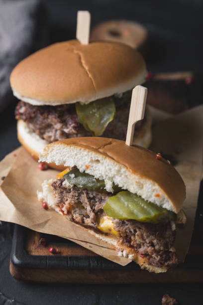 istock Burger stuffed with cheddar cheese. Juicy Lucy 1168341688