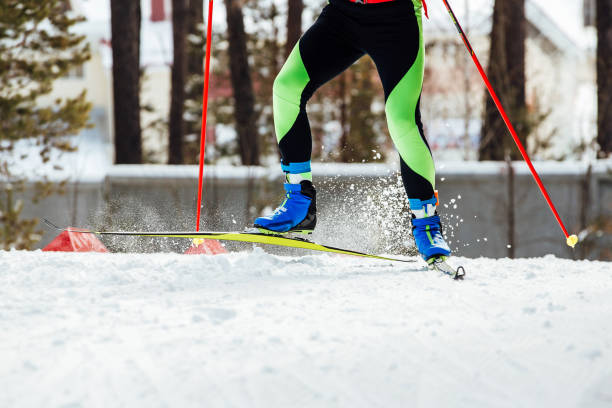 istock snow splash from under ski of athlete 1168355293