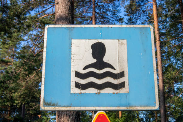 istock old swimming place traffic sign, Finland 1168358897