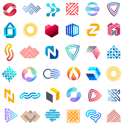 Big vector set of design icons. Unusual templates for business.
