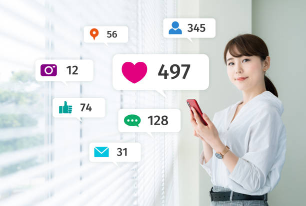 Social networking service concept. Influencer marketing.